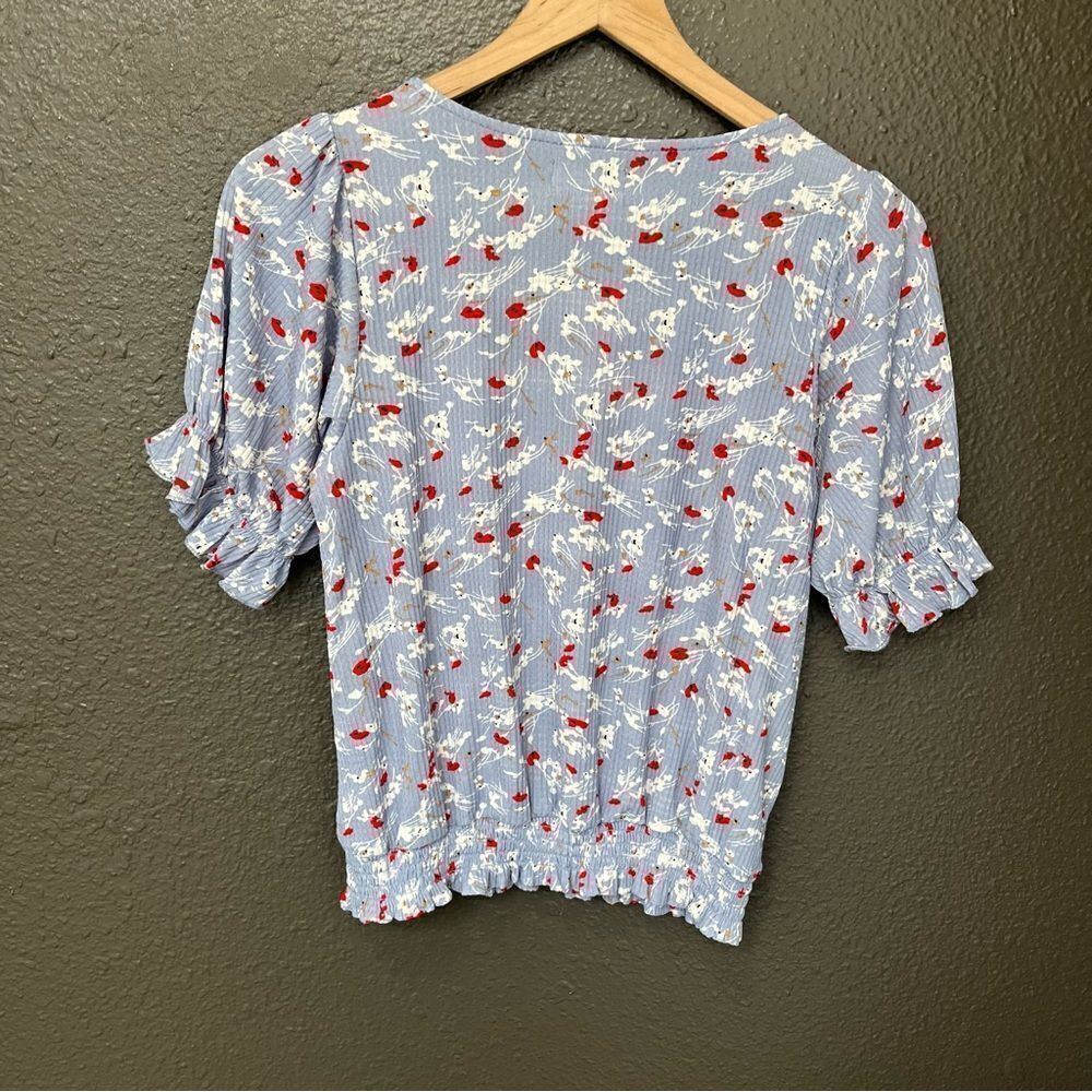 MELLODAY Ruffle Sleeve Faux Wrap Top - Picture 6 of 10
